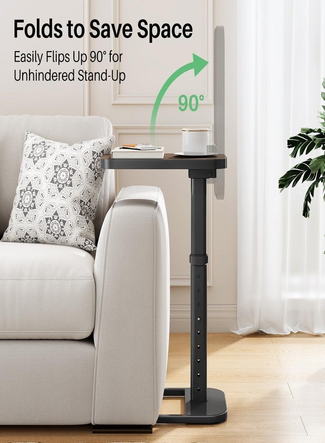 Kitstorack TV Tray Table, Adjustable Height & Rounded Metal Corners, Snack Table for Couch, Sofa, Bed, Chair, Living Room, C Shaped End Side Table for Eating, Dinner or Laptop, Small Spaces, Espresso - Image 4