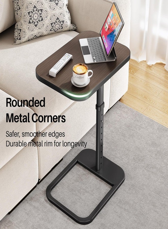 Kitstorack TV Tray Table, Adjustable Height & Rounded Metal Corners, Snack Table for Couch, Sofa, Bed, Chair, Living Room, C Shaped End Side Table for Eating, Dinner or Laptop, Small Spaces, Espresso - Image 3