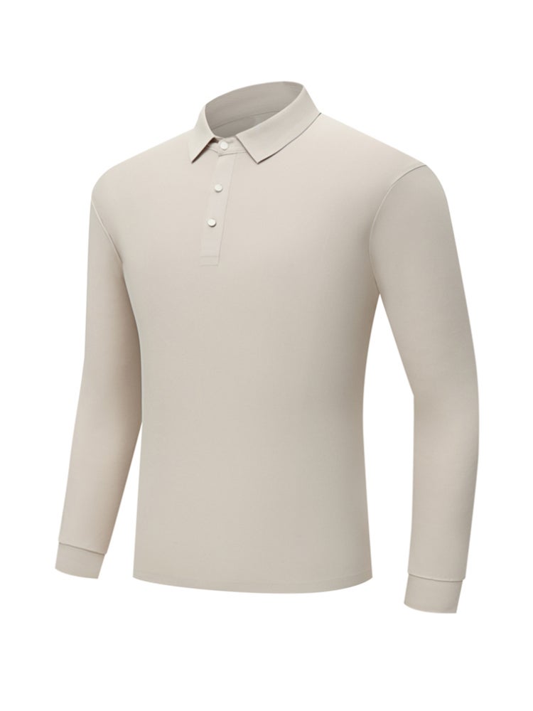 Men's Casual Long Sleeve T Shirt Basic Top Button Collared Shirt - Image 1