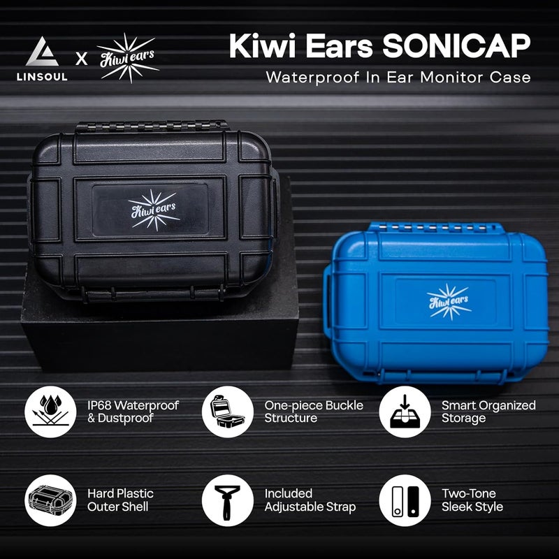 Linsoul Kiwi Ears SONICAP Waterproof Earbud Case,Hard Protective IEM Storage Box with EVA Lining,Hard Carrying Bag for Headphones,Earphone,Travel Carrying Case Fit for ZS10 Pro,Zero:2,EW300 (Blue) - Image 2