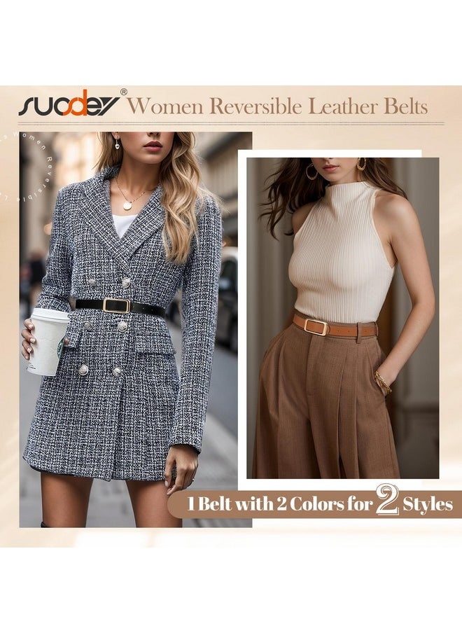 Women Reversible Leather Belts For Jeans Pants Dresses Ladies Fashion Belts With Gold Buckle - pzsku/Z5101501FA87003F7BB66Z/45/_/1735566768/9a202394-3953-4ac3-9e4f-8f86b943b371