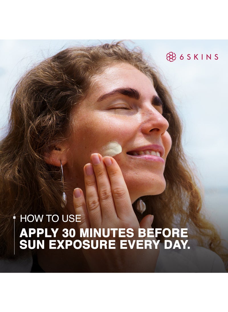 6SKINS - Daily Defence SUN SCREEN SPF 50+ PA+++ for Broad Spectrum UVA/UVB | Titanium Dioxide & Zinc Oxide Sun cream | Collagen-Boosting Face Moisturizer with No-White Cast, Lightweight Non Greasy 80ml - Image 1