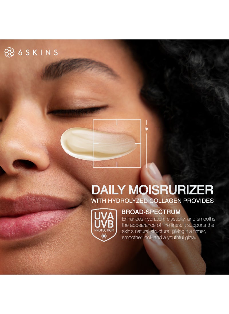 6SKINS - Daily Defence SUN SCREEN SPF 50+ PA+++ for Broad Spectrum UVA/UVB | Titanium Dioxide & Zinc Oxide Sun cream | Collagen-Boosting Face Moisturizer with No-White Cast, Lightweight Non Greasy 80ml - Image 1