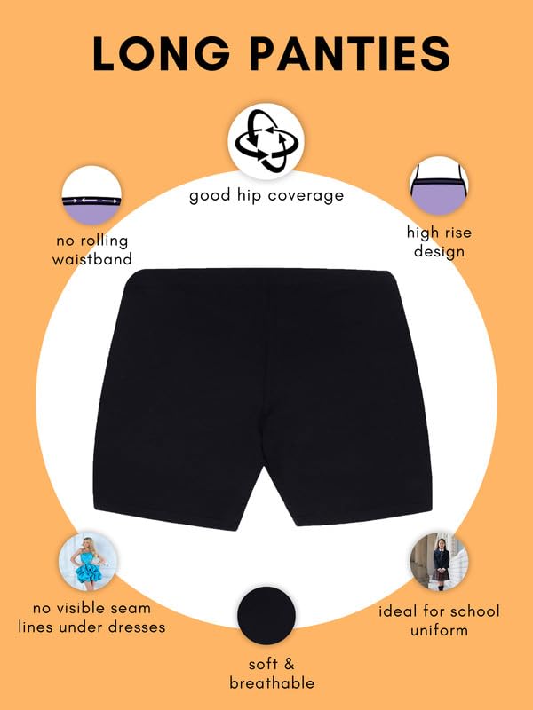 DChica Girls Cotton Boyshorts Panties | Bloomers for Girls with Good Hip Coverage & Inner Elastic | Seamless, Breathable, High Rise Underwear Shorts Pack of 2 Grey & Black - Image 3