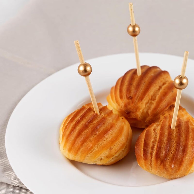 Blue Sky Eco-friendly Gold Wooden Ball Food Picks (Pack of 100) - Sustainable Skewers And Bamboo Picks for Charcuterie, Appetizers, & Cocktail Picks For Parties, Casual Dining & More, 3.5" - Image 3