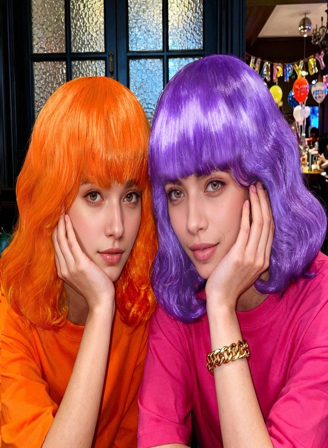 MIUSKATL 12 Multi Pack Fun Wigs, Assorted Bob Wig, Wavy Colored Colorful Hair Wigs, Funny Neon Clown Fluffy Bulk Wigs for Women Costume Cosplay Party (Multicolor) - Image 4