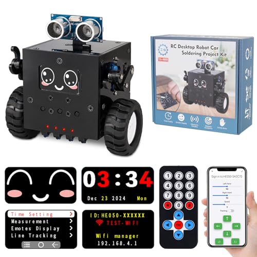 IS Robot Soldering Project ICSTATION DIY RC Robot Car Soldering Practice Kit with Time Expressions Display STEM Science Kits for Adults Teens Ages 15 Students Experiment Valentines Day Present - Image 1