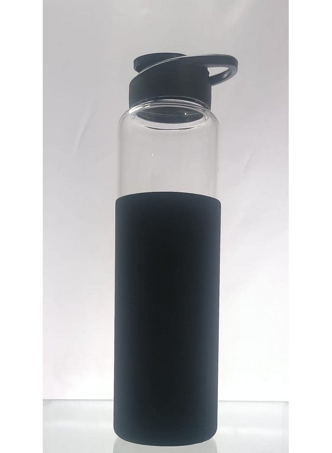 ISKO® Borosilicate glass water bottle with Protective Fabric cover with 2 caps only fliptop 1 Litre (1 Pc) - Image 2