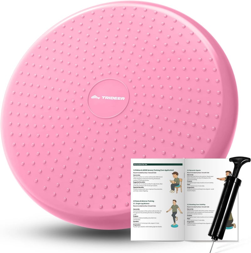 Trideer Wobble Cushion Core Balance Disc, Flexible Seating for Classroom Elementary, Wiggle Seat for Sensory Kids, Balance Pad with Inflation Pump - Image 1