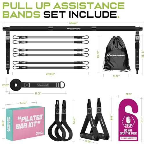 RENRANRING Pilates Bar Kit with Resistance Bands, Multifunctional Pilates Bar for Women & Men with Heavy-Duty Metal Adjustment Buckle, Pilates Home Equipment for Full BodyWorkouts - Image 4