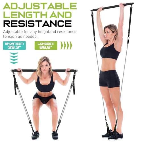 RENRANRING Pilates Bar Kit with Resistance Bands, Multifunctional Pilates Bar for Women & Men with Heavy-Duty Metal Adjustment Buckle, Pilates Home Equipment for Full BodyWorkouts - Image 5