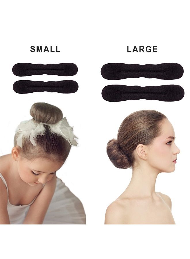 BEAUTÉ GALLERIA Beaute Galleria 4 Pieces Black Magic Hair Bun Maker Foam Sponge Bun Twist Shaper Hair Donuts Chignon Ballet Sock Bun (2 Large and 2 Small) - Image 2
