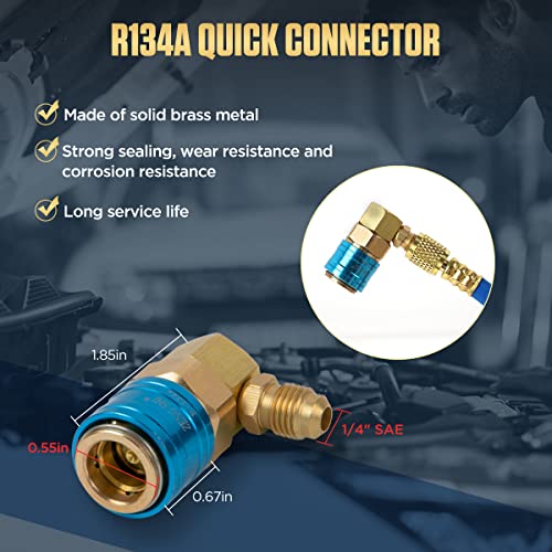 KAISAL AC Oil Injector Tool R134A R410A R22 R12 Refrigerant Compressor Oil Dye Injector 2Oz AC Dye Kit Well-sealed AC Oil Injector Kit Fast AC Recharge Kit with 1/4" SAE Thread&R134a Quick Coupler HVAC Tools - Image 5