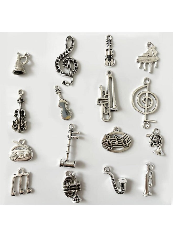 metulip 52Pcs Antique Silver Music Charm Collection Metal Musical Instrument Music Notes Pendant For Jewelry Making Necklace Bracelet Keychain Diy Crafts  - Image 2
