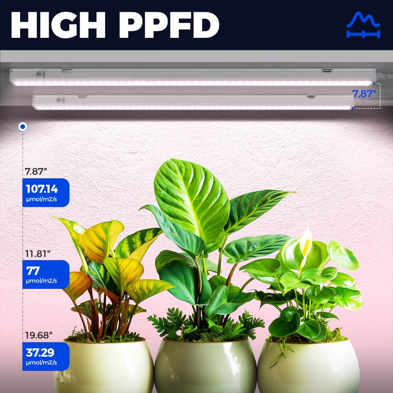 Barrina Grow Lights for Indoor Plants, Full Spectrum Sunlight, 2ft 40W (4 x 10W, 250W Equivalent), LED Grow Light Bulbs, T5 Grow Lights, Plug and Play, Pinkish White, 4-Pack - Image 3