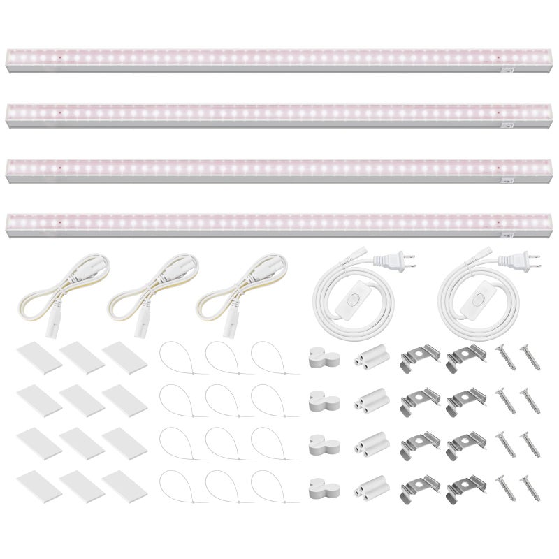 Barrina Grow Lights for Indoor Plants, Full Spectrum Sunlight, 2ft 40W (4 x 10W, 250W Equivalent), LED Grow Light Bulbs, T5 Grow Lights, Plug and Play, Pinkish White, 4-Pack - Image 1