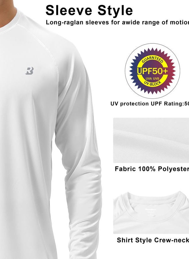 Roadbox Mens UPF 50+ UV Sun Protection Shirts Outdoor Long Sleeve Fishing Shirt for Hiking Swimming Rash Guard - White, XL - Image 4