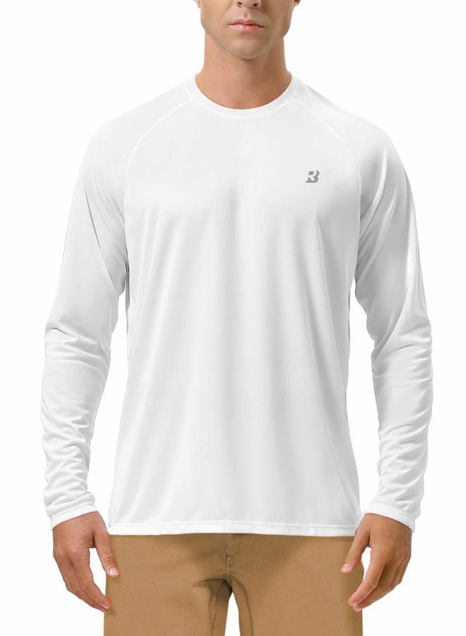 Roadbox Mens UPF 50+ UV Sun Protection Shirts Outdoor Long Sleeve Fishing Shirt for Hiking Swimming Rash Guard - White, XL - Image 1