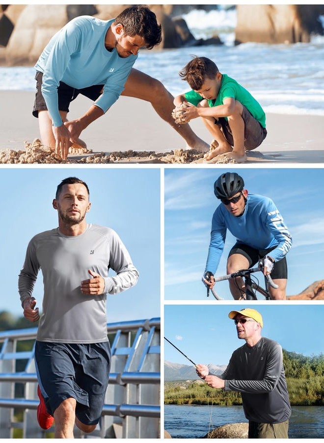 Roadbox Mens UPF 50+ UV Sun Protection Shirts Outdoor Long Sleeve Fishing Shirt for Hiking Swimming Rash Guard - White, XL - Image 5