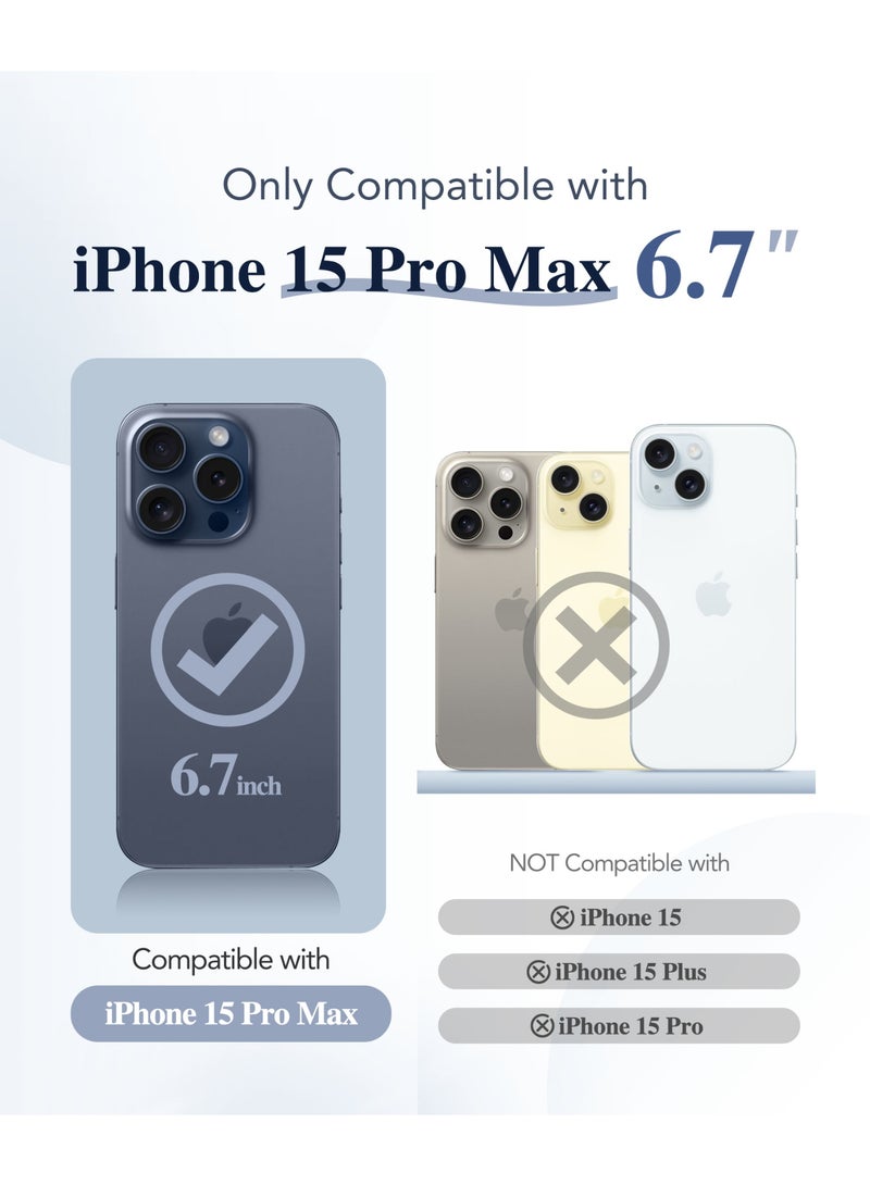 بيرفي جراب مغناطيسي لهاتف iPhone 15 Pro Max، متوافق مع Magsafe، واقي شاشة مدمج من الزجاج المقوى 9H وحماية كاملة للكاميرا، جراب هاتف مقاوم للصدمات مطلي بالكامل لهاتف 15 Pro Max، أزرق - Image 3