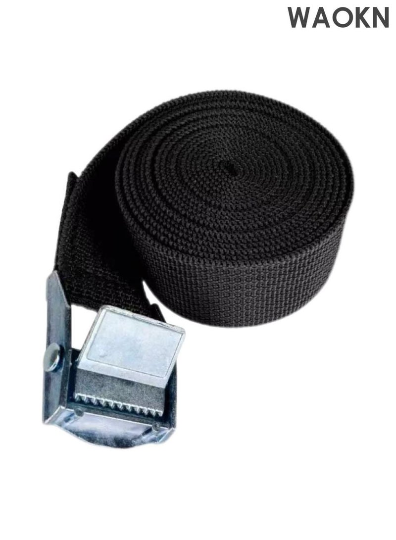 WAOKN 6 Pcs Lashing Straps Tie Down Straps Tension Belt Adjustable Cargo Straps Heavy Duty Tensioning Belts, Car Luggage Cargo Trailer sewn with zinc alloy buckle, adjustable tension strap, heavy-duty tension strap for cargo, can be used for car luggage and cargo trailers, durable and wear-resistant, (black). - Image 3