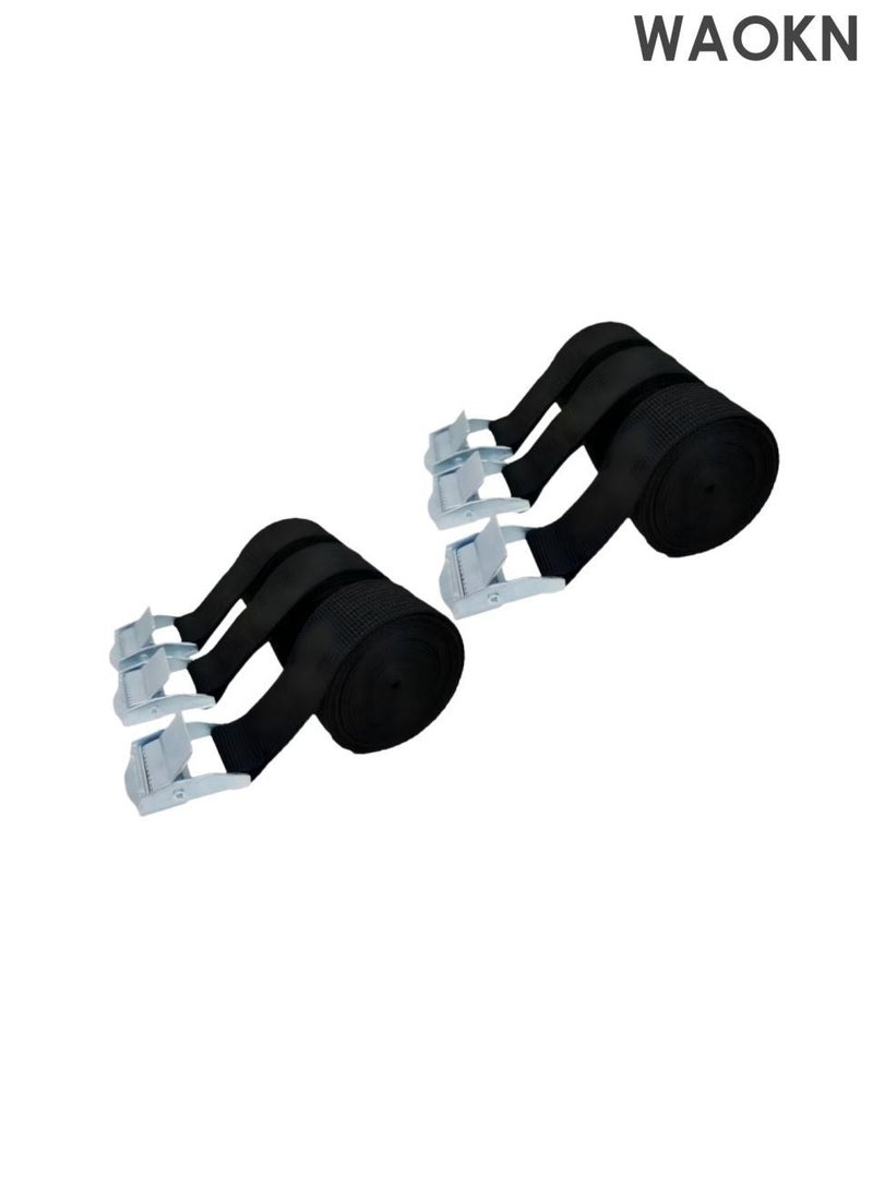 WAOKN 6 Pcs Lashing Straps Tie Down Straps Tension Belt Adjustable Cargo Straps Heavy Duty Tensioning Belts, Car Luggage Cargo Trailer sewn with zinc alloy buckle, adjustable tension strap, heavy-duty tension strap for cargo, can be used for car luggage and cargo trailers, durable and wear-resistant, (black). - Image 4
