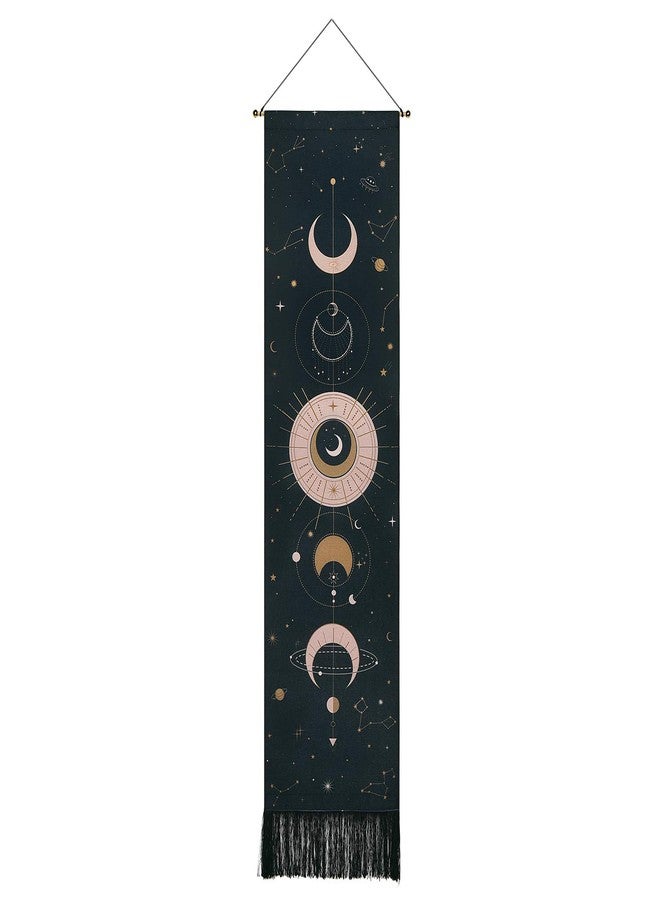 Jufay لوحة جدارية فنية لأطوار القمر - نسيج بوهيمي للغرفة (أسود، 12.8 × 51.2 بوصة) - Image 1