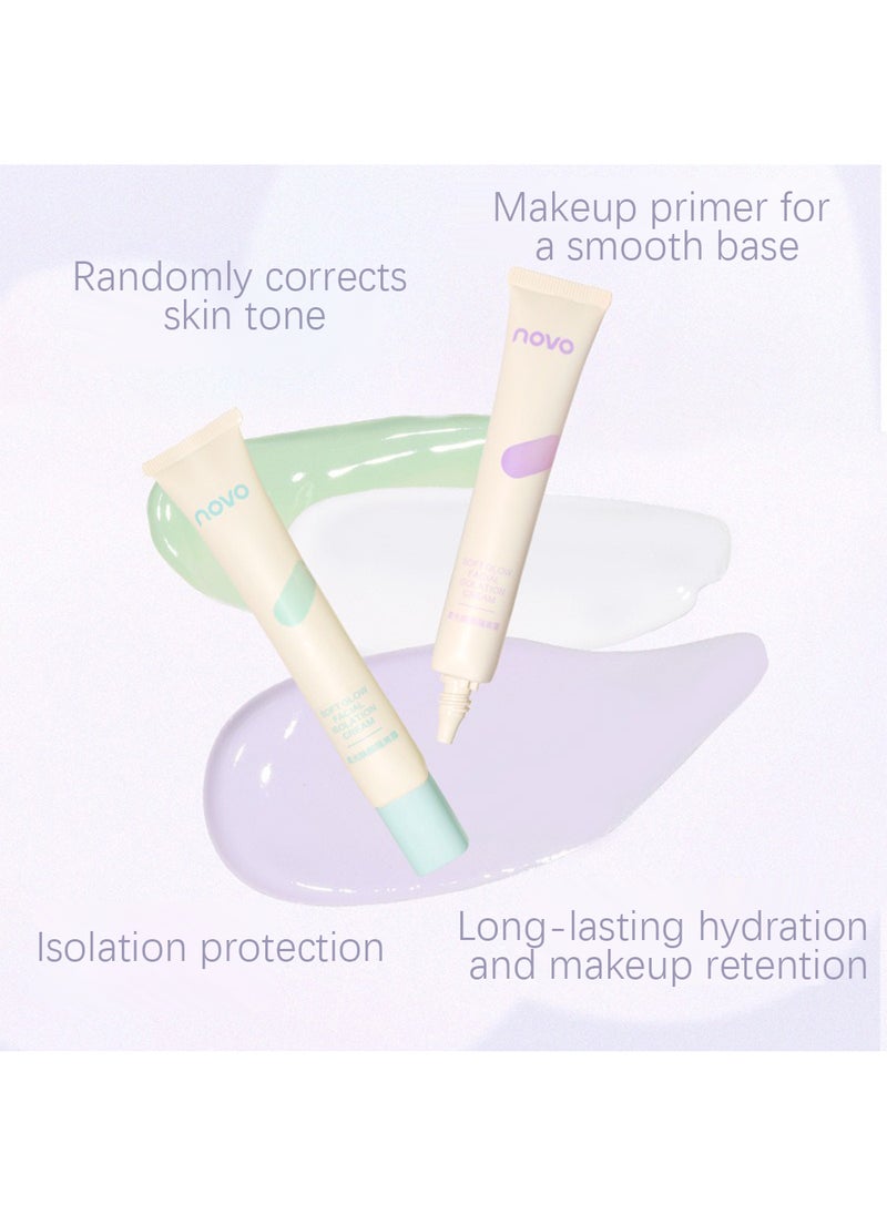 Novo - Soft Glow Facial Isolation Cream, Color Correcting Facial Serum, Moisturizing Primer Face Makeup Base, Skin Tone Correcting, 25g - Image 1