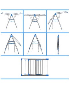 Generic Clothes Dryer Rack White & Blue 150x104x60cm  - Image 4