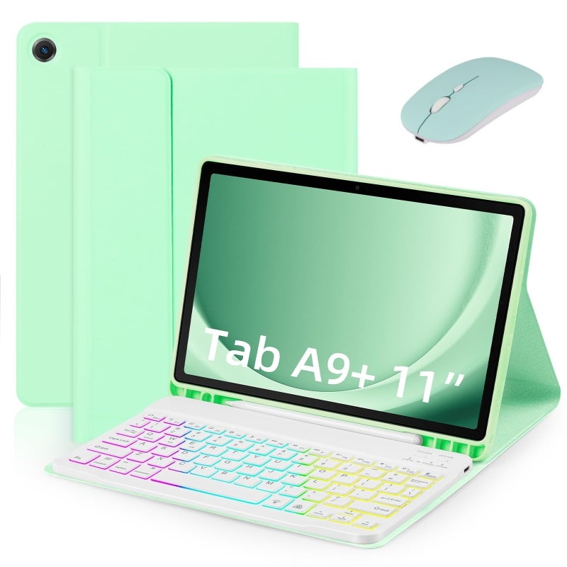 Galaxy Tab A9 Plus Keyboard Case: Green, Compact Lightweight, Long Battery Life - Quick Charging, Keyboard for Tablet Samsung for Samsung Galaxy A9 Plus 5G Users - Image 1
