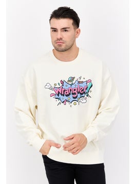 Wrangler Men Crew Neck Long Sleeve Graphic Sweatshirt, Off White Combo  - Image 1