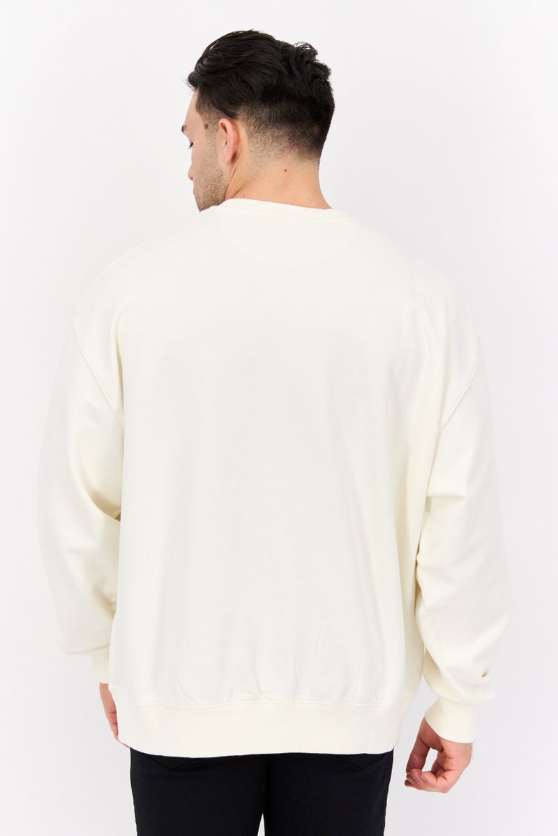 Wrangler Men Crew Neck Long Sleeve Graphic Sweatshirt, Off White Combo - Image 4