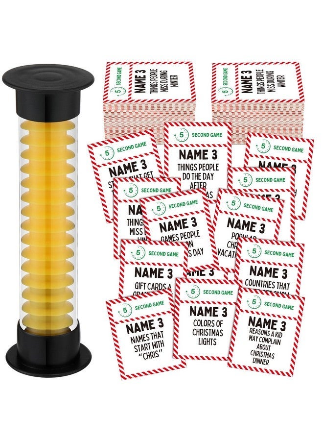 Leitee Christmas 5 Second Game 108 Question Cards And 5 Second Hourglass Family Card Game Simple Questions Card Game For Party Travel Game Night Sleepovers Think Fast And Shout Out Answers - Image 1
