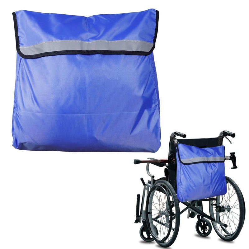 UPIQNG Wheelchair Pouch Powered Wheelchair Carrying Bag Adjustable Wheelchair Backpack Storage Bag Wheelchair Mobility Scooter Accessories Blue