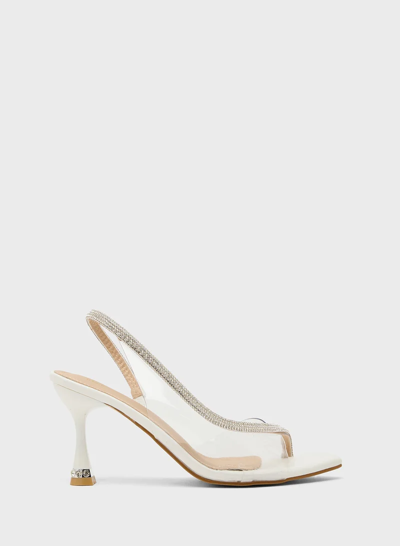 ELLA Diamante Heeled Peep Toe Pump
