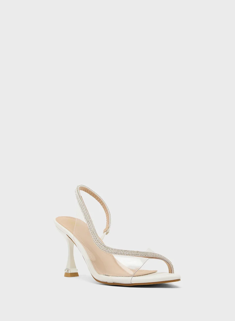 ELLA Diamante Heeled Peep Toe Pump