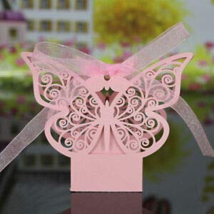 Vinayakart Set of 20Pcs DIY Butterfly Boxes for Candy Box Wedding Favor Birthday Party Gifts (Pink) - Image 3
