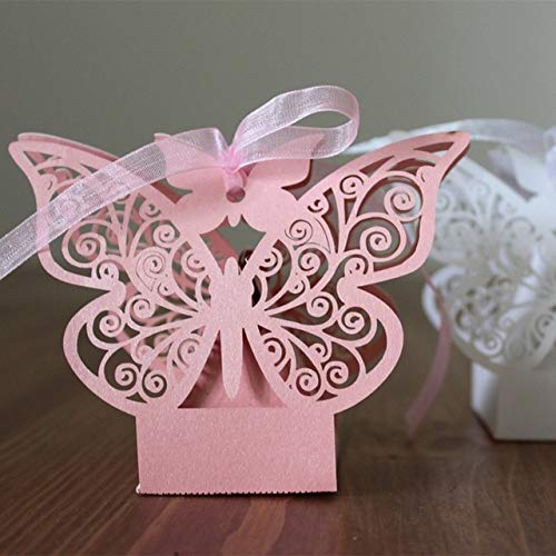 Vinayakart Set of 20Pcs DIY Butterfly Boxes for Candy Box Wedding Favor Birthday Party Gifts (Pink) - Image 1
