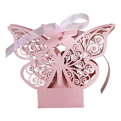 Vinayakart Set of 20Pcs DIY Butterfly Boxes for Candy Box Wedding Favor Birthday Party Gifts (Pink) - Image 2