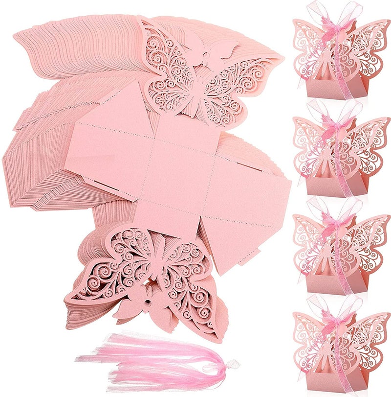 Vinayakart Set of 20Pcs DIY Butterfly Boxes for Candy Box Wedding Favor Birthday Party Gifts (Pink) - Image 4