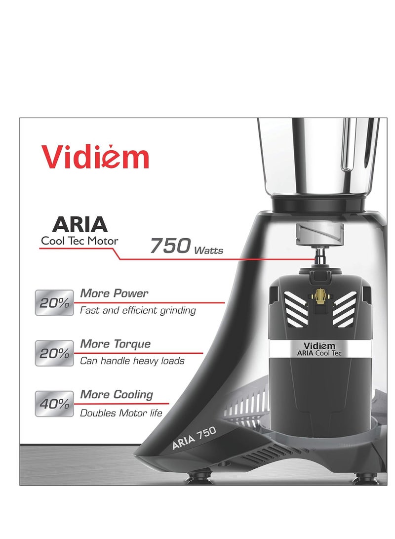 فيديم Vidiem mixer grinder 576 A Vector SJ (Black), 750 watt mixer grinder 3 leak proof jars with self-lock for wet and dry spices, chutneys and curries  - Image 2