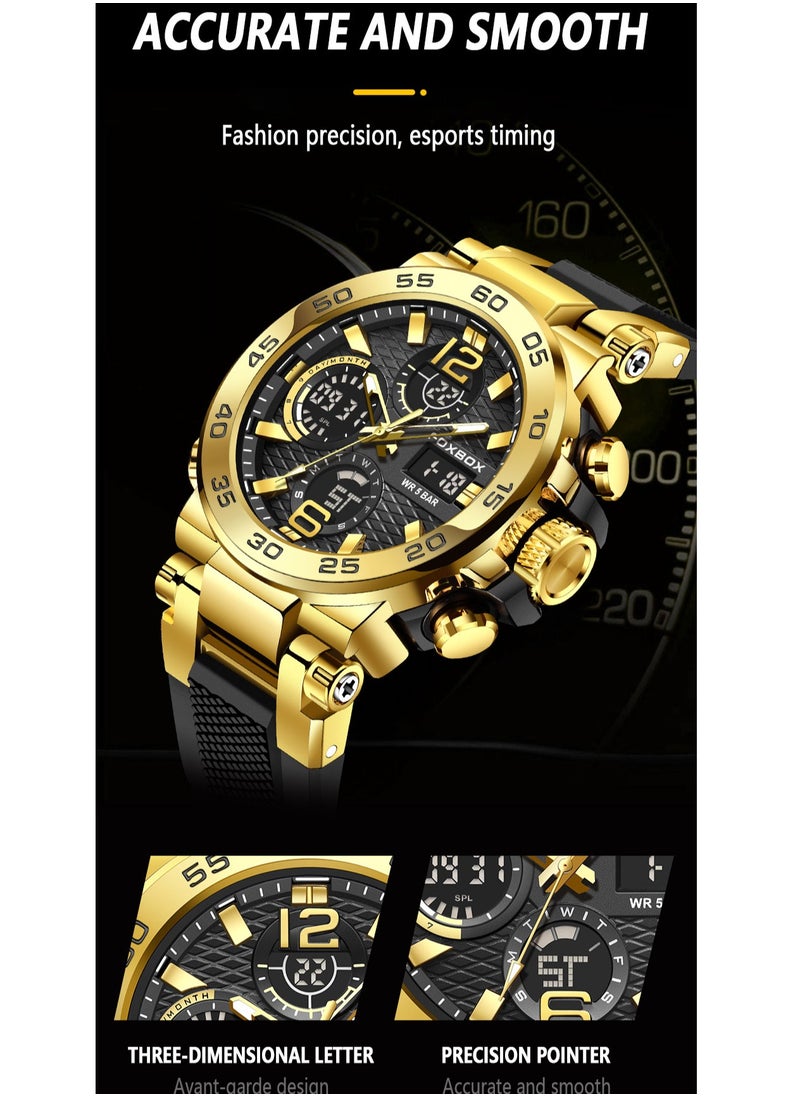 FOXBOX Men's Luxury LCD Display Wristwatches Waterproof Military Quartz for Men+Box  - Image 4