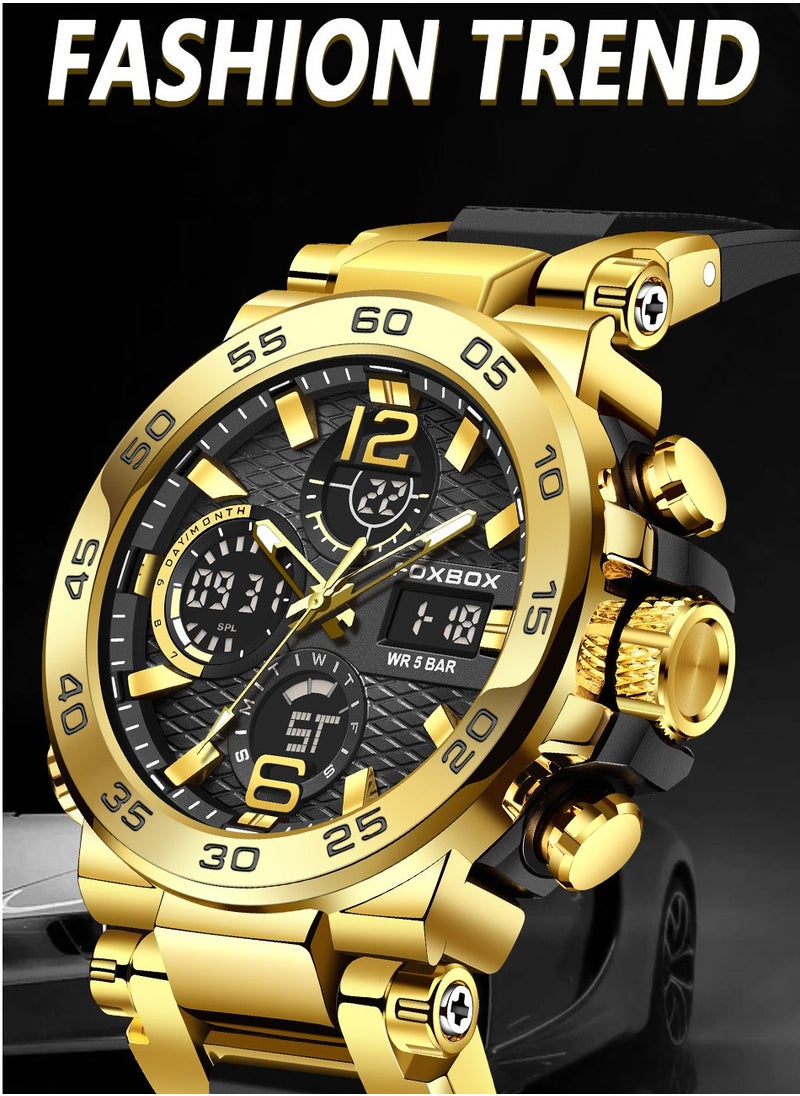 FOXBOX Men's Luxury LCD Display Wristwatches Waterproof Military Quartz for Men+Box  - Image 2