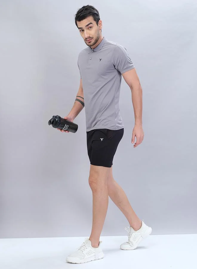Technosport Solid Slim Fit Shorts by Styli