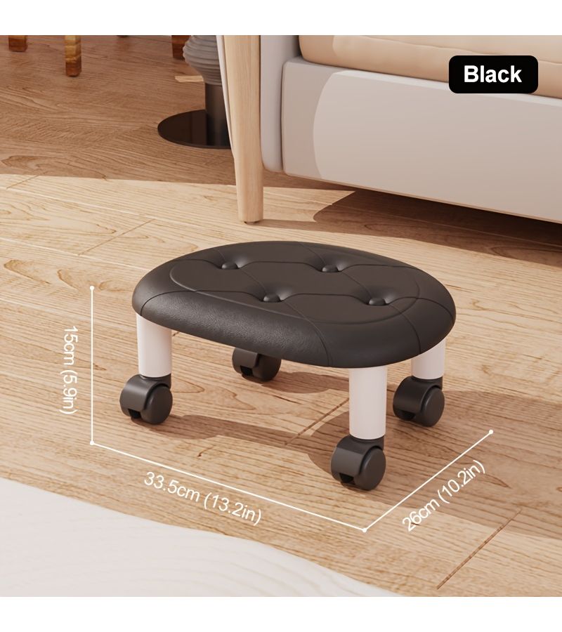 White Plastic Shoe Changing Stool with Wheels for Unpacking Deliveries - Image 5