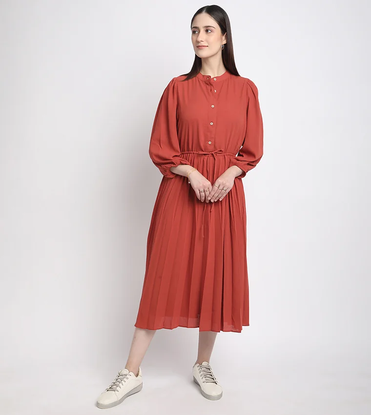 BEVERLY HILLS POLO CLUB Tie-Waist 3/4 Sleeves Midi Dress