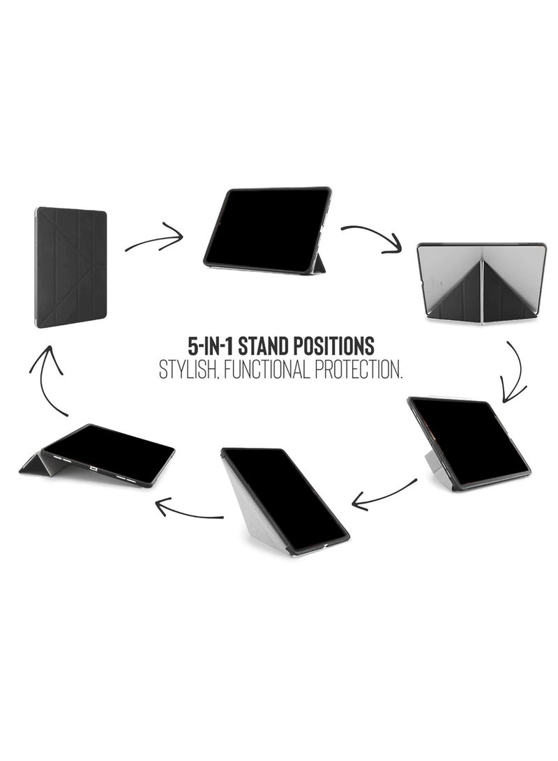 Wtech Apple iPad Pro 11 5G 2025 (M5) 11 inch Symmetry 360 Smart Folio Series Auto Awake/Auto Sleep Leather Texture Case Cover (TCFPSR) - Black - Image 5