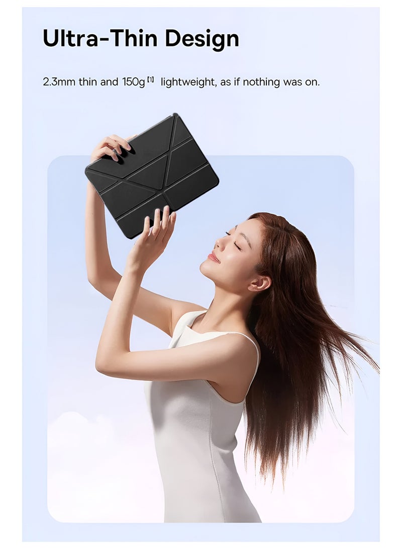 Wtech Apple iPad Pro 11 5G 2025 (M5) 11 inch Symmetry 360 Smart Folio Series Auto Awake/Auto Sleep Leather Texture Case Cover (TCFPSR) - Black - Image 3