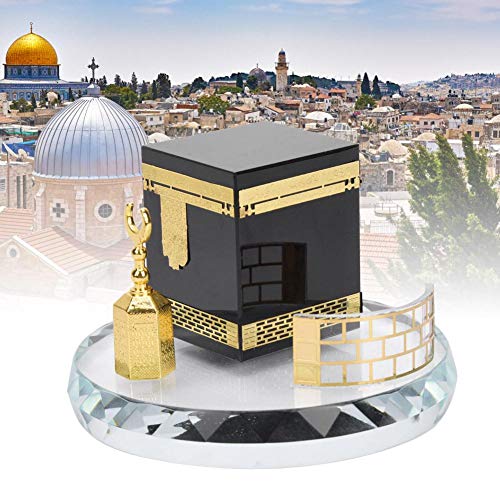 Hztyyier Islamic Crystal Kaaba Clock Tower Model, Gilded Miniature Showpiece, Religious Architecture Decor - Image 4