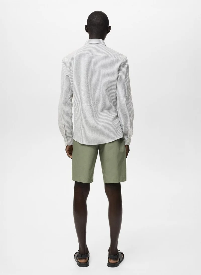 Mango Man Regular-fit stripe-textured shirt